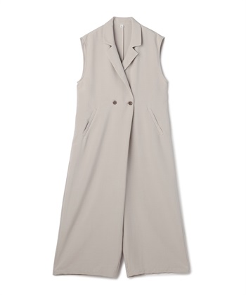 《シワになりにくい》サマナチュラ リネンライクテーラードジャンプスーツ(オフベージュ-Ｍ)