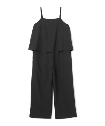 《シワになりにくい》サマナチュラ リネンライクキャミサロペット(チャコール-Ｍ)