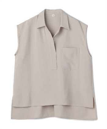 《シワになりにくい》サマナチュラ リネンライクスキッパーフレンチスリーブブラウス(オフベージュ-Ｍ)