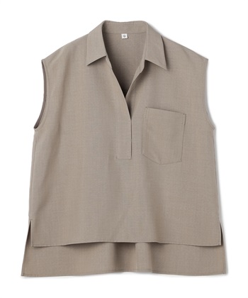 《シワになりにくい》サマナチュラ リネンライクスキッパーフレンチスリーブブラウス(モカ-Ｍ)