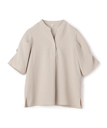 《シワになりにくい》サマナチュラ リネンライクスキッパーブラウス(オフベージュ-Ｍ)