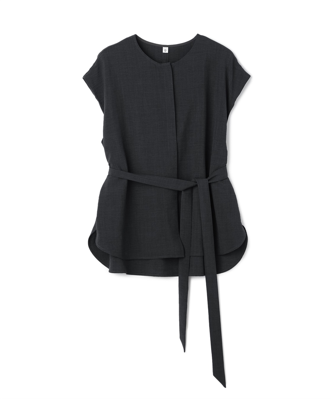 CROSS FUNCTION 《シワになりにくい》サマナチュラ リネンライクベルト付きフレンチスリーブブラウス_variation_1