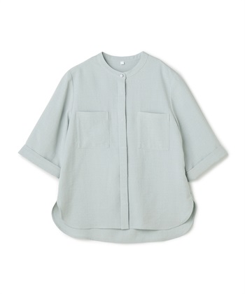 CROSS FUNCTION 《シワになりにくい》サマナチュラ リネンライクバンドカラーハーフスリーブブラウス_variationthumb_5