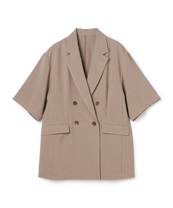 《シワになりにくい》サマナチュラ リネンライクハーフスリーブテーラードジャケット(モカ-Ｍ)