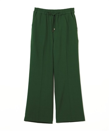 《シワになりにくい》エブ楽 リネンライクイージーワイドフレアパンツ(グリーン-Ｍ)