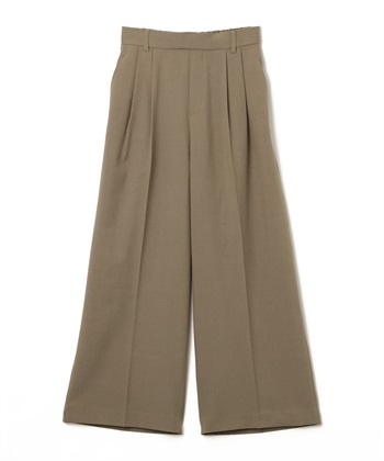 《シワになりにくい》エブ楽 リネンライクセンタープレスイージーワイドパンツ(モカ-Ｍ)