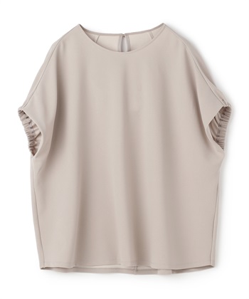 《シワになりにくい》【セットアップ】サマ美え カットジョーゼットフレア袖ブラウス(ライトグレー-Ｍ)