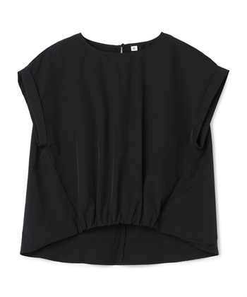 《撥水/UV》ハジクションタックギャザーブラウス(ブラック-Ｍ)