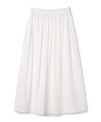 《撥水/UV》ハジクションタックギャザーロングスカート(ホワイト-Ｍ)