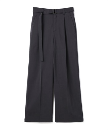 《UV/通気性》サマ美え センタープレスストレートワイドパンツ(チャコール-Ｍ)