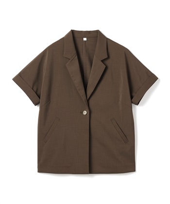 《UV/通気性》サマ美え テーラードハーフスリーブジャケット(ダークブラウン-Ｍ)