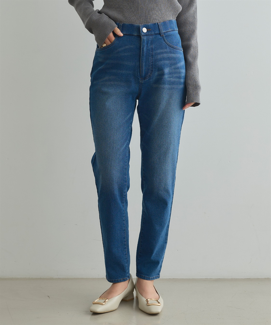 CROSS FUNCTION 《ストレッチ 》エブ楽 裏起毛イージースリムストレートパンツ_variation_3