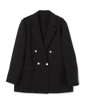 《洗える・シワになりにくい》正解 金釦ダブルテーラードジャケット(ブラック-Ｍ)