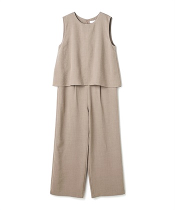 《シワになりにくい》サマナチュラ リネンライクオールインワン(モカ-Ｍ)