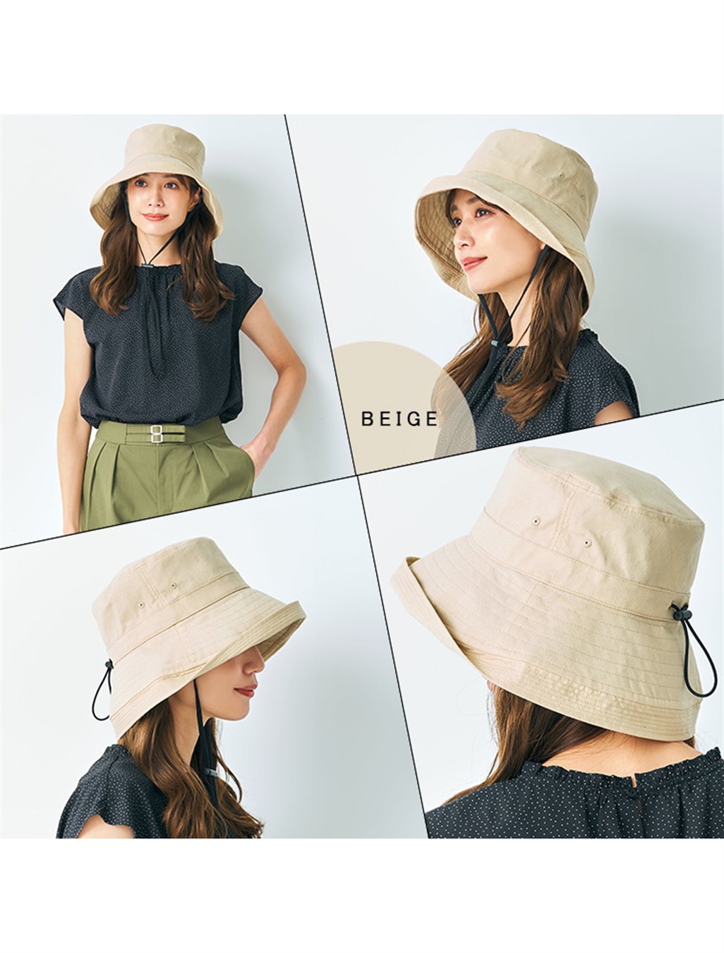 HATMIKKE 《遮光100％/接触冷感/あご紐付き/手洗い可能》小顔見せアウトドアハット【HATMIKKE】_sub_11