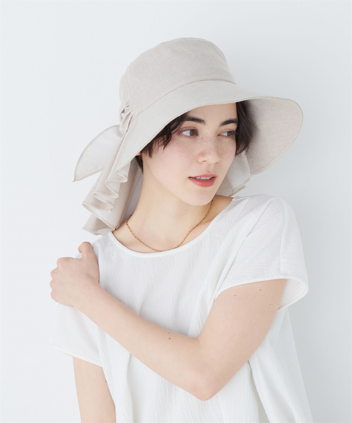 HATMIKKE UVカット日傘帽子 バックリボンタレ付きハット_sub_3