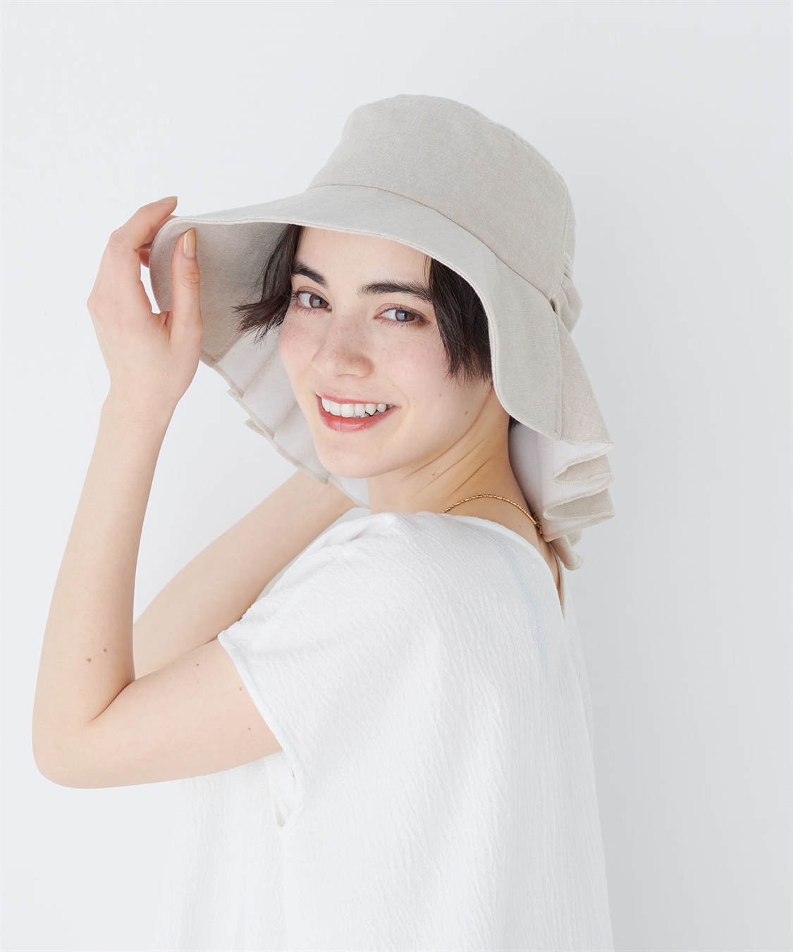 HATMIKKE UVカット日傘帽子 バックリボンタレ付きハット_sub_7