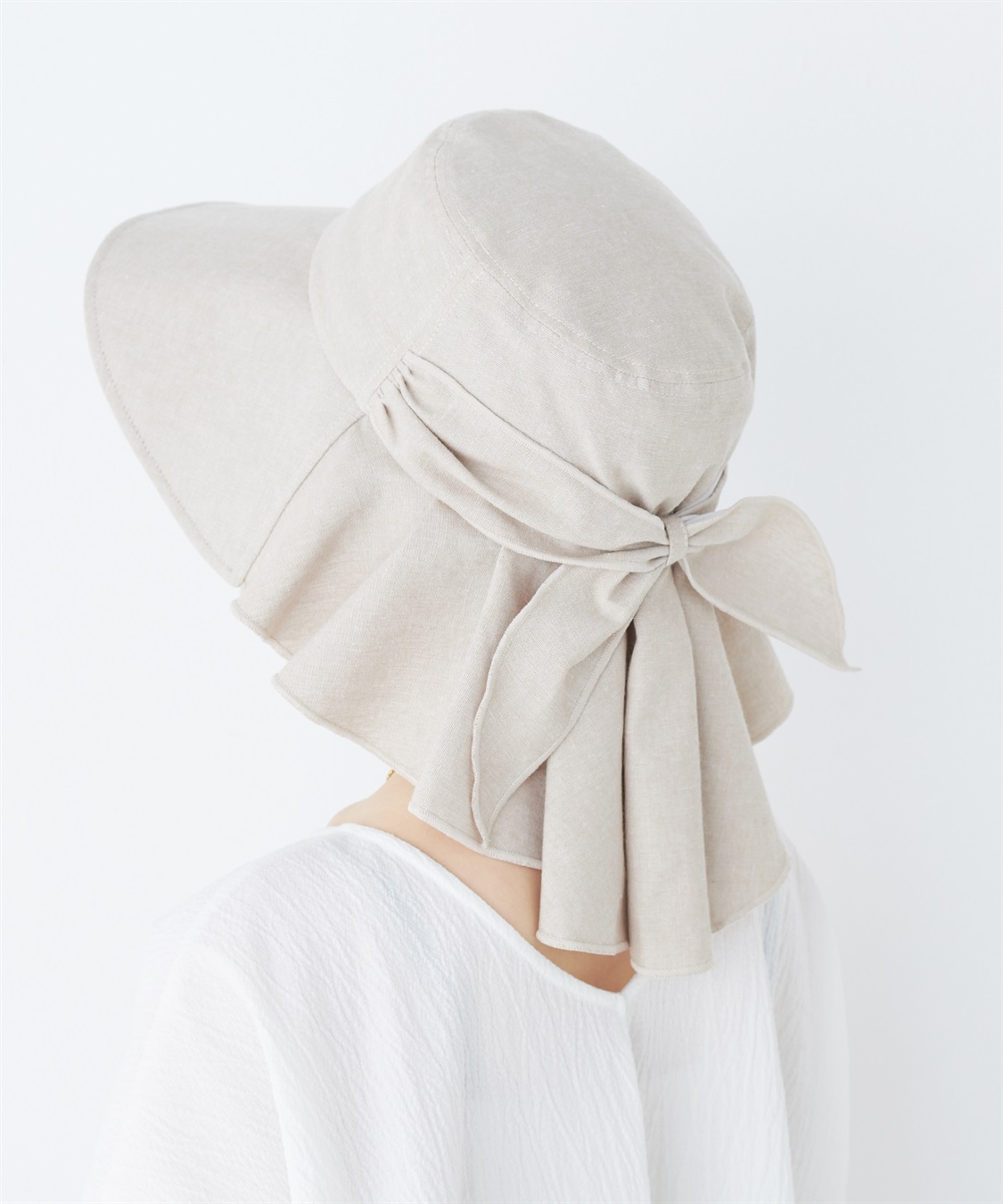 HATMIKKE UVカット日傘帽子 バックリボンタレ付きハット_sub_9