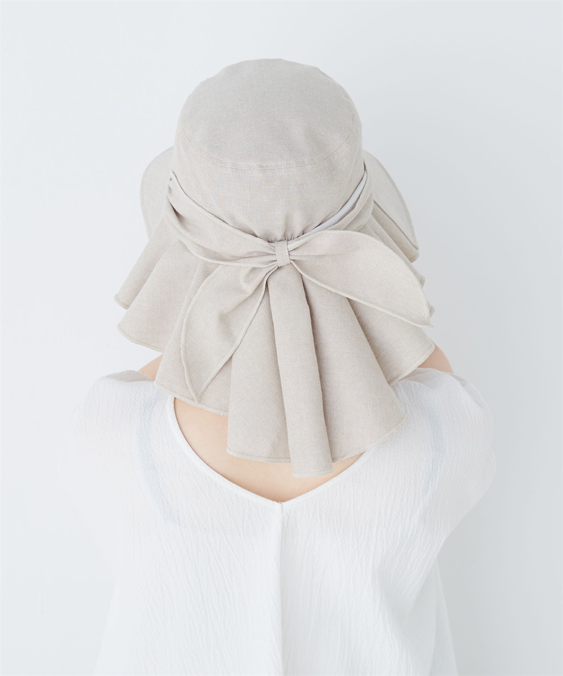 HATMIKKE UVカット日傘帽子 バックリボンタレ付きハット_sub_10