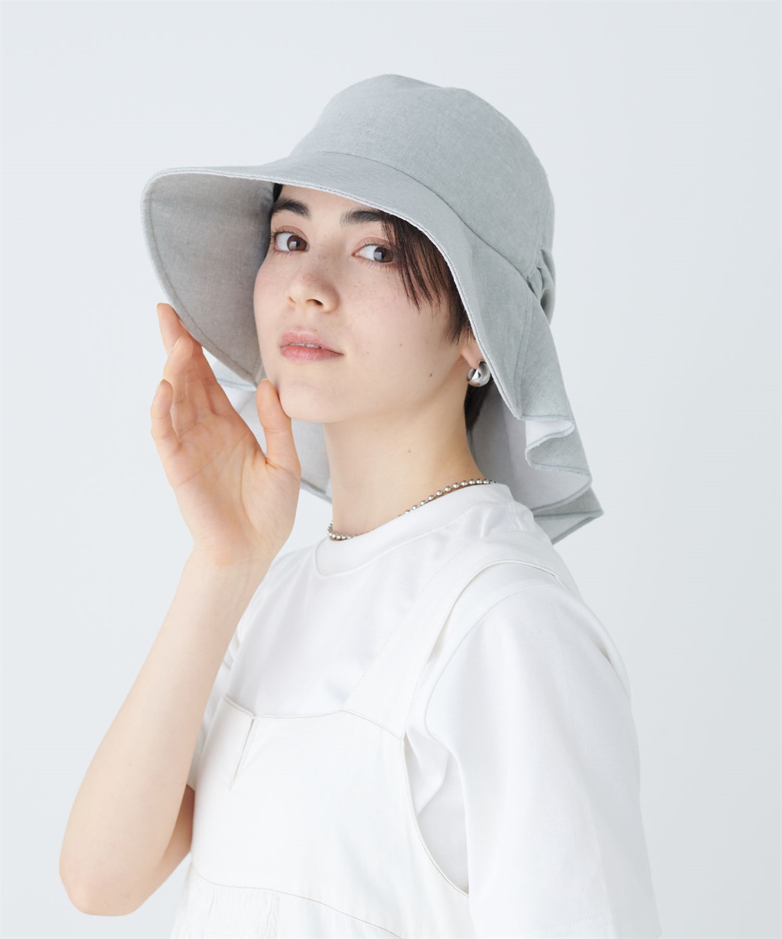 HATMIKKE UVカット日傘帽子 バックリボンタレ付きハット_sub_12