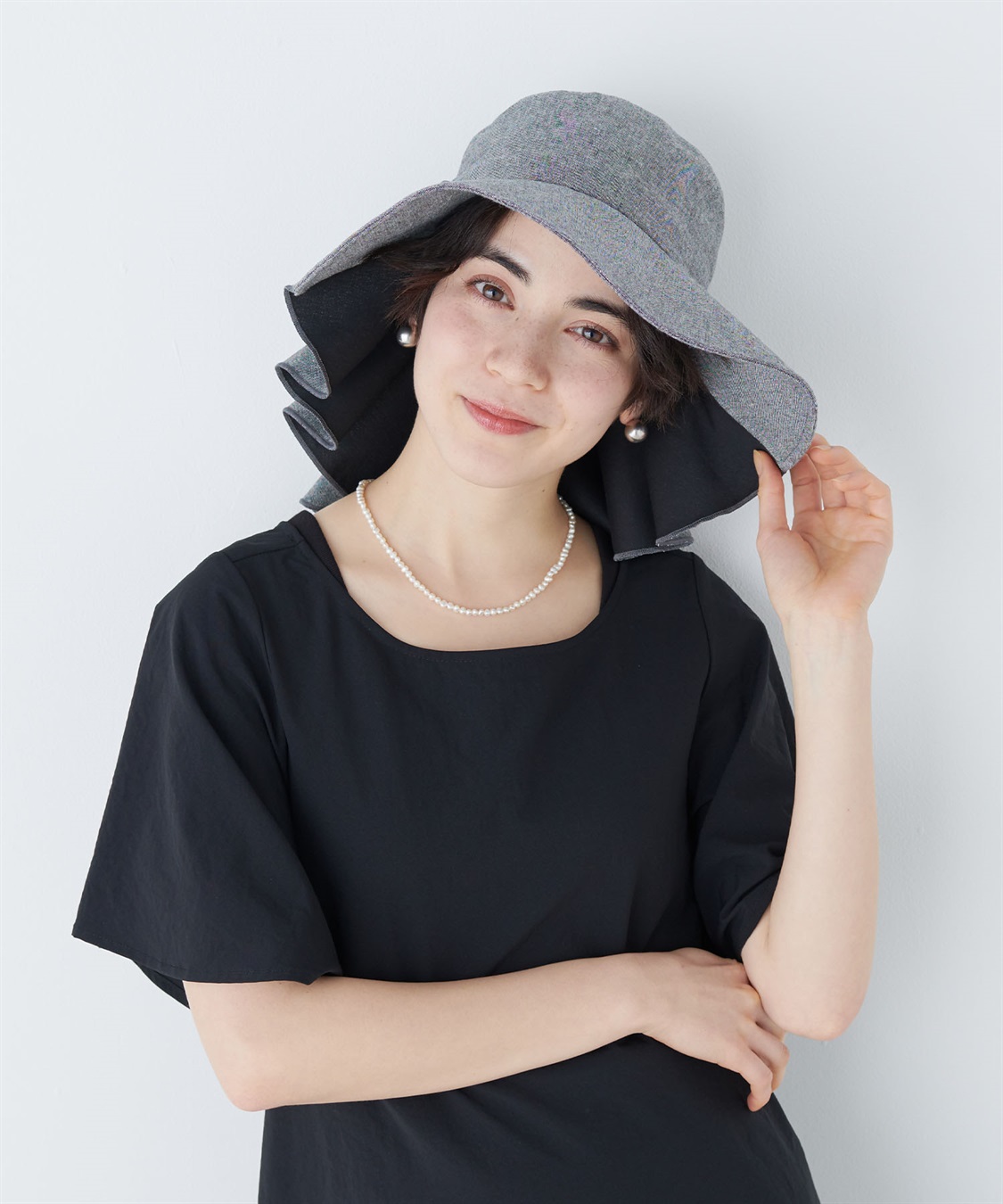 HATMIKKE UVカット日傘帽子 バックリボンタレ付きハット_sub_17