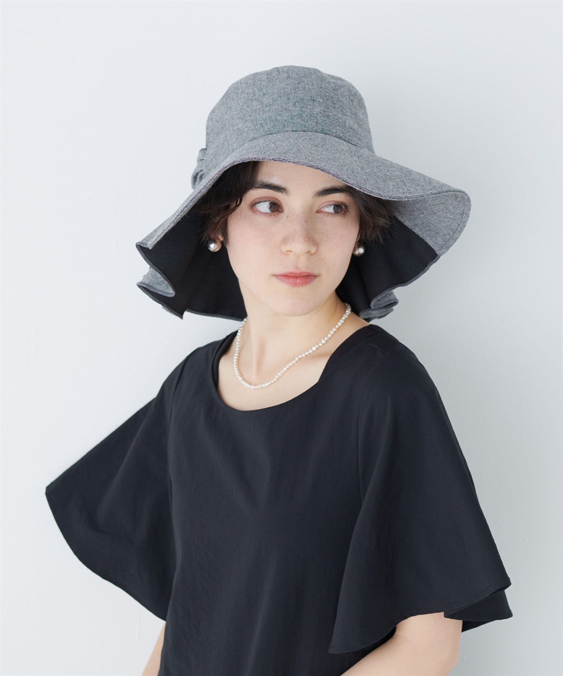 HATMIKKE UVカット日傘帽子 バックリボンタレ付きハット_sub_18