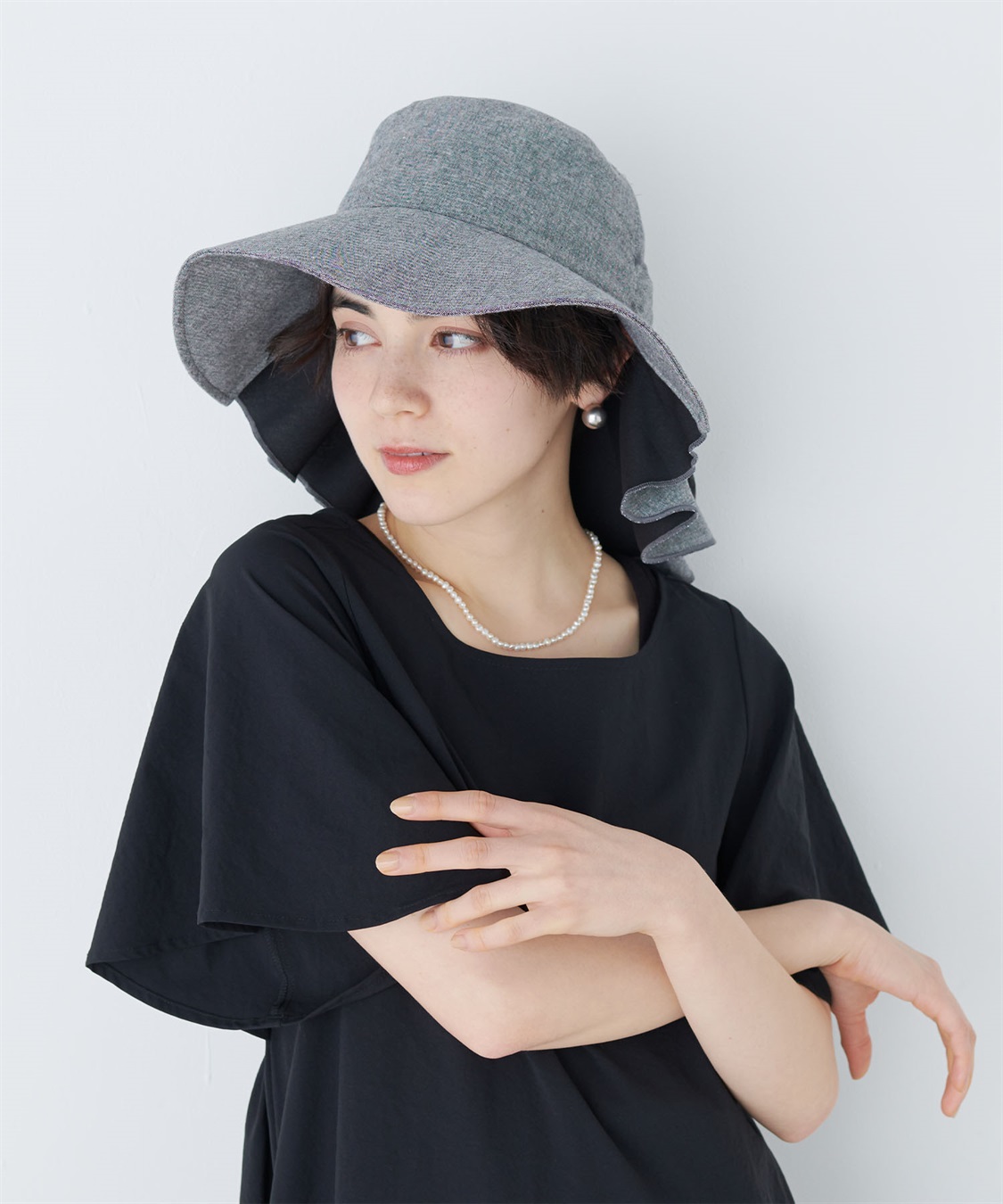 HATMIKKE UVカット日傘帽子 バックリボンタレ付きハット_sub_19