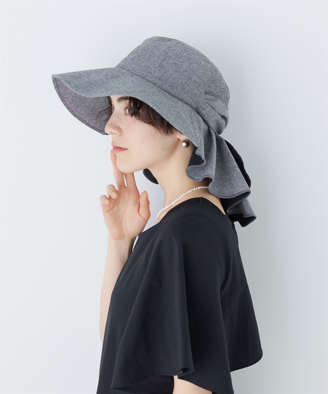 HATMIKKE UVカット日傘帽子 バックリボンタレ付きハット_sub_20