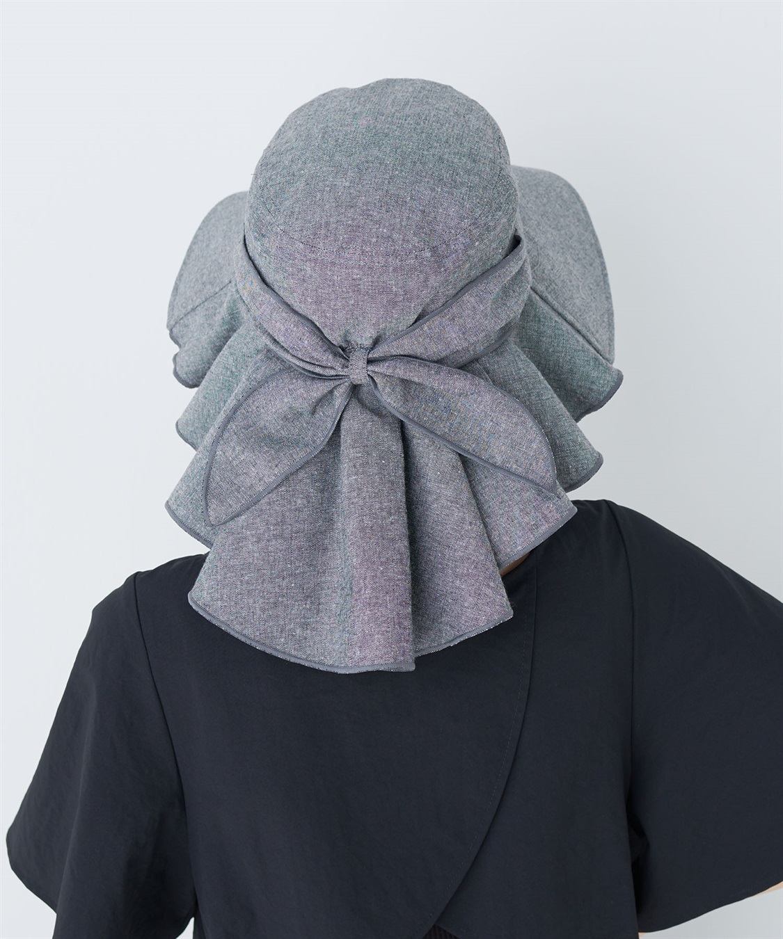 HATMIKKE UVカット日傘帽子 バックリボンタレ付きハット_sub_23