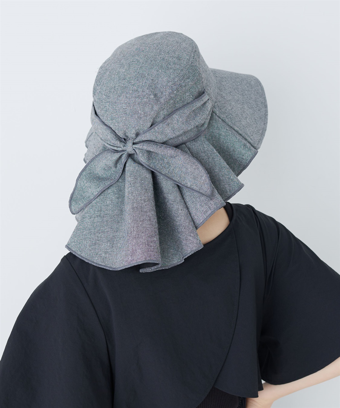 HATMIKKE UVカット日傘帽子 バックリボンタレ付きハット_sub_24