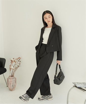 ショートジャケット+タックパンツ セットアップ ECRIRE|クロスプラス