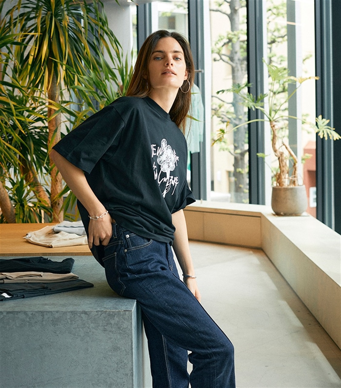 LE SOUK HOLIDAY koeコラボビックシルエットフラワープリントTシャツ_sub_1