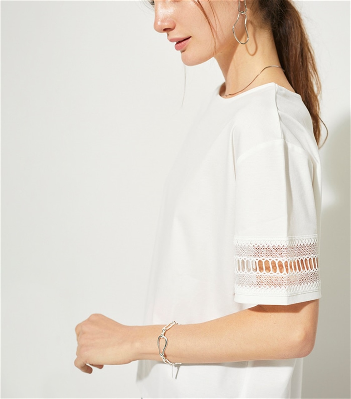 LE SOUK HOLIDAY 袖レースプルオーバーTシャツ_sub_1