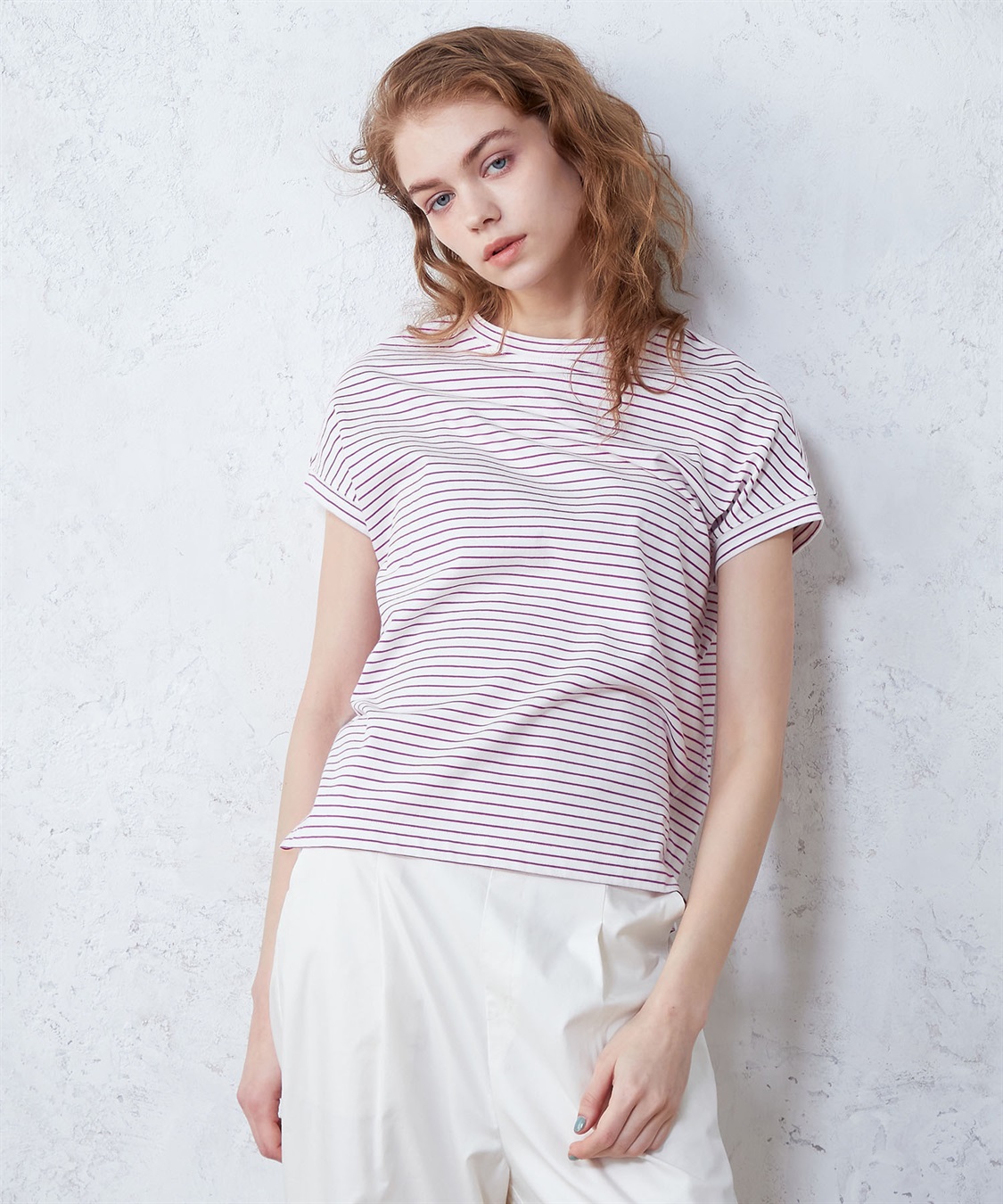 LE SOUK HOLIDAY モックネックボーダーTシャツ_sub_1