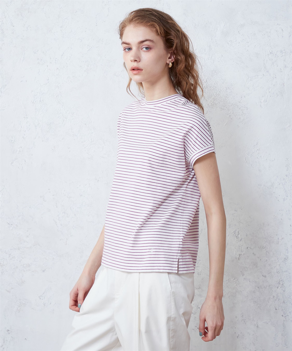 LE SOUK HOLIDAY モックネックボーダーTシャツ_sub_2