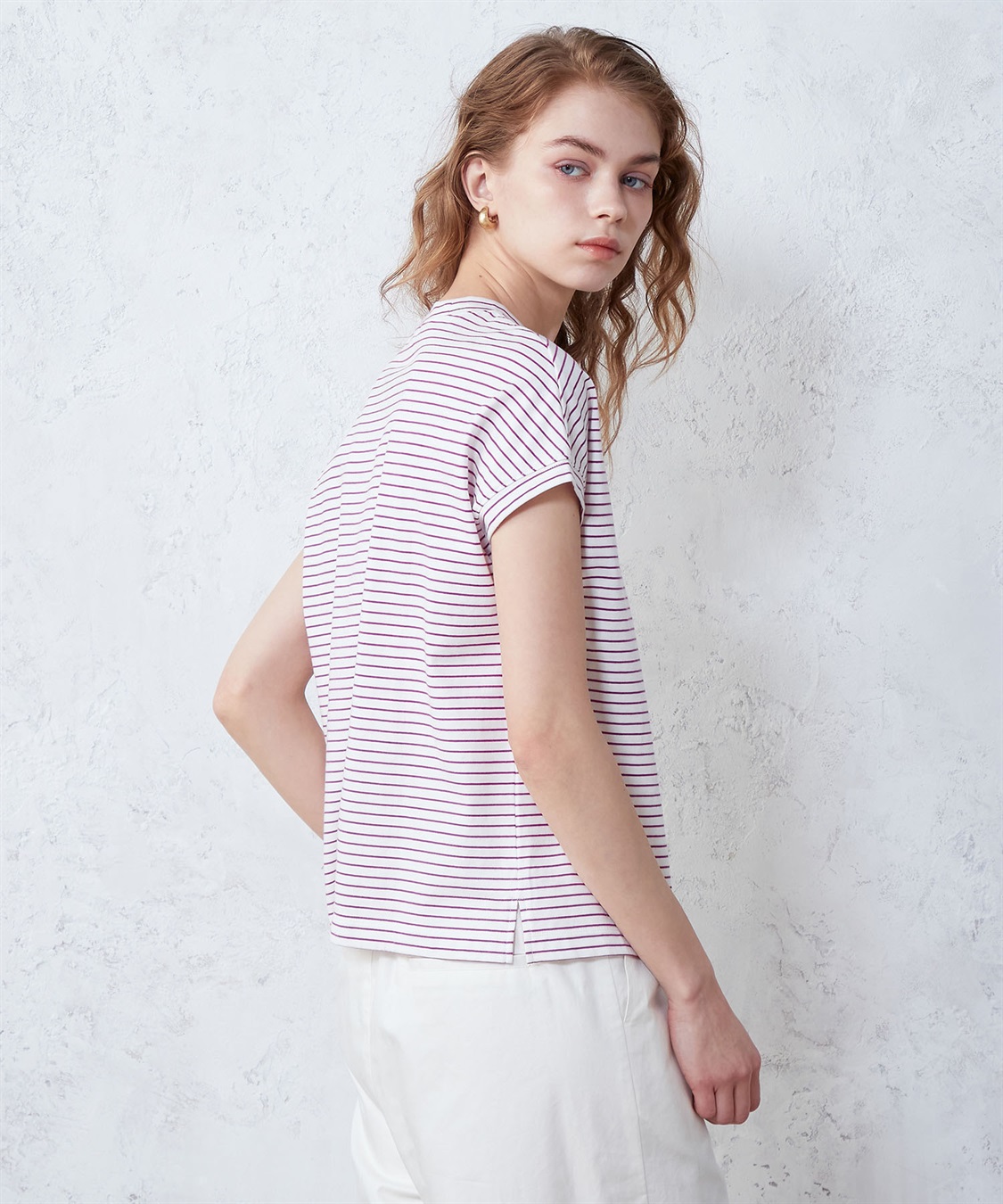 LE SOUK HOLIDAY モックネックボーダーTシャツ_sub_3