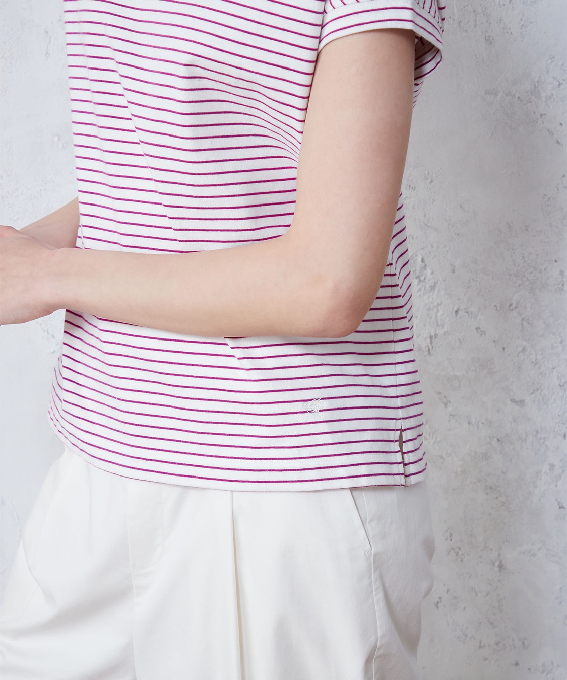 LE SOUK HOLIDAY モックネックボーダーTシャツ_sub_5