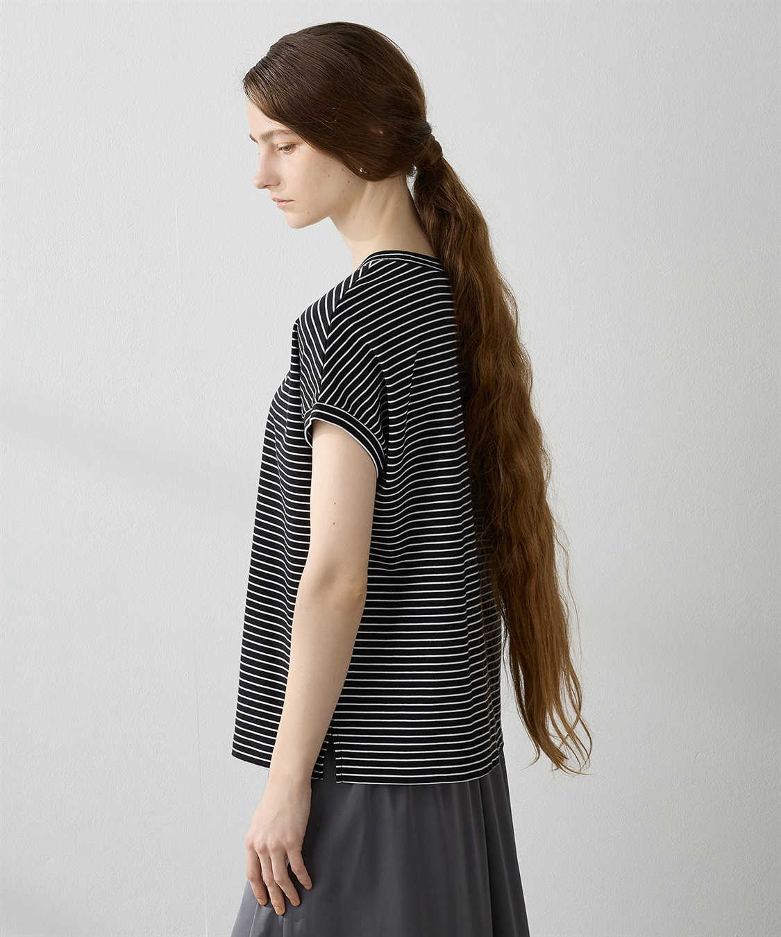 LE SOUK HOLIDAY モックネックボーダーTシャツ_sub_1