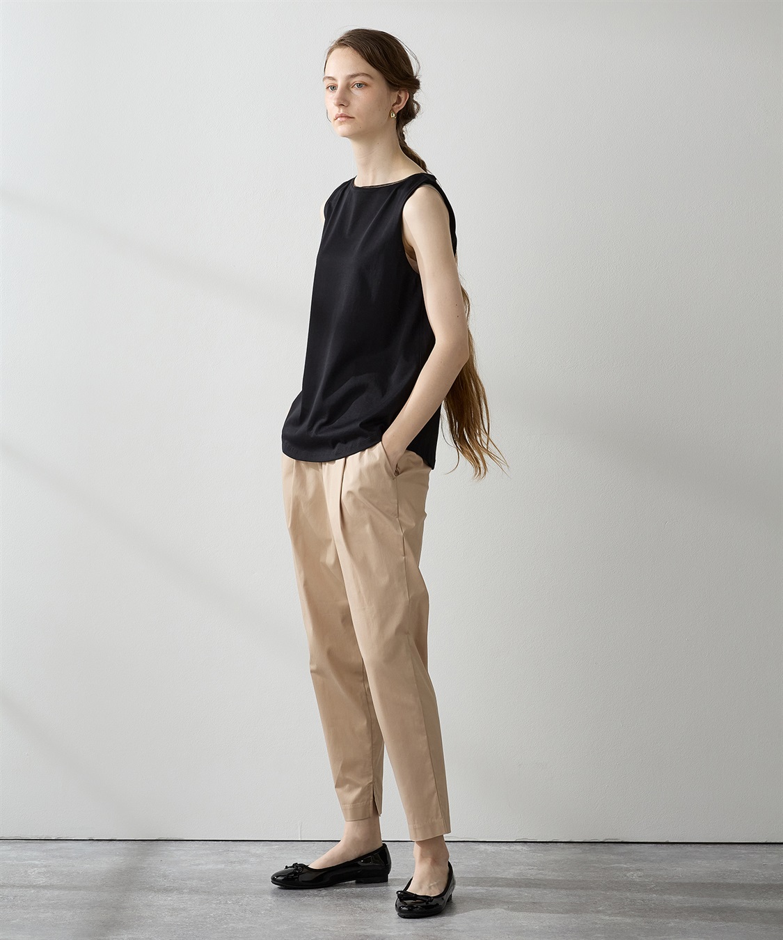 タンクトップ、カットソー GLOBAL WORK タンクトップ ノースリーブ ヘビロッT裾切り替えタンク