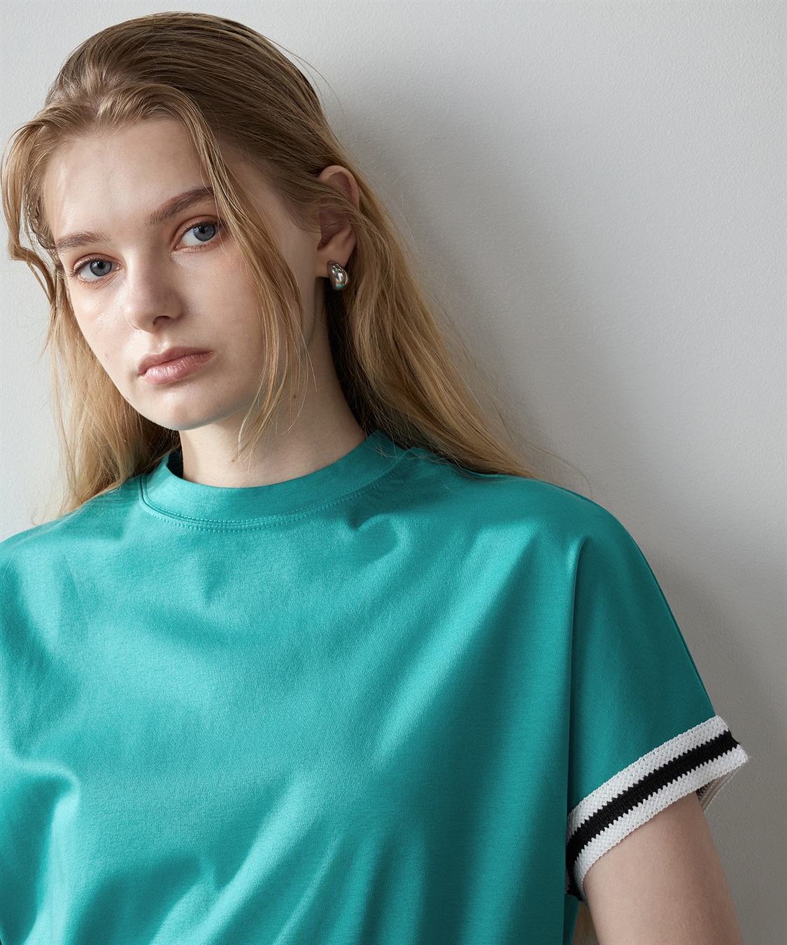 LE SOUK HOLIDAY 【接触冷感】袖テープモックネックTシャツ_sub_7