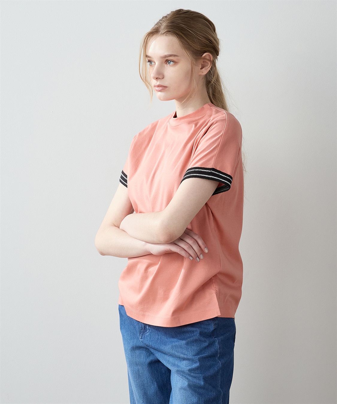 LE SOUK HOLIDAY 【接触冷感】袖テープモックネックTシャツ_sub_10