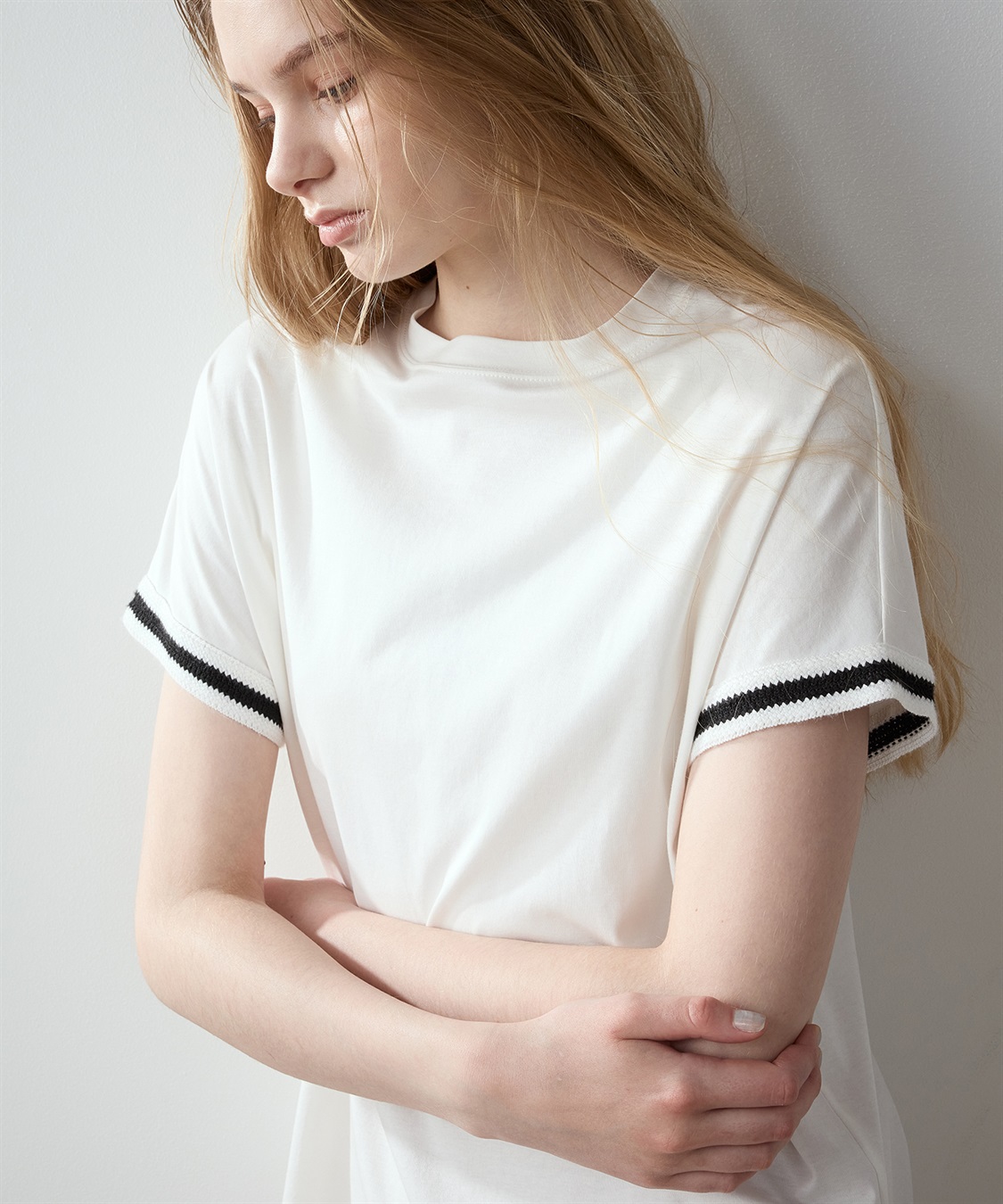 LE SOUK HOLIDAY 【接触冷感】袖テープモックネックTシャツ_sub_21