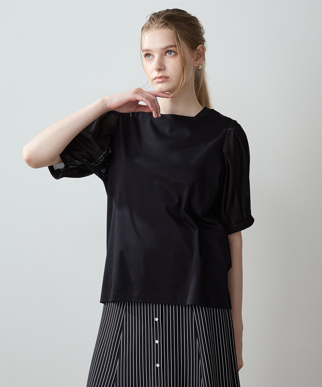 LE SOUK HOLIDAY 【接触冷感】チュールスリーブタックプルオーバー_sub_13