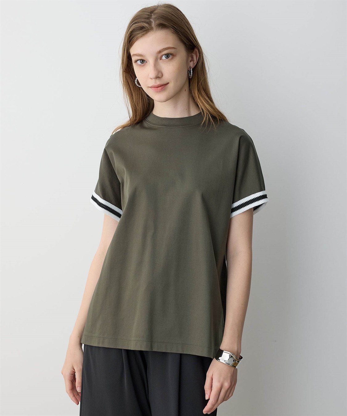 LE SOUK HOLIDAY ラインモックネックTシャツ【接触冷感】_sub_2