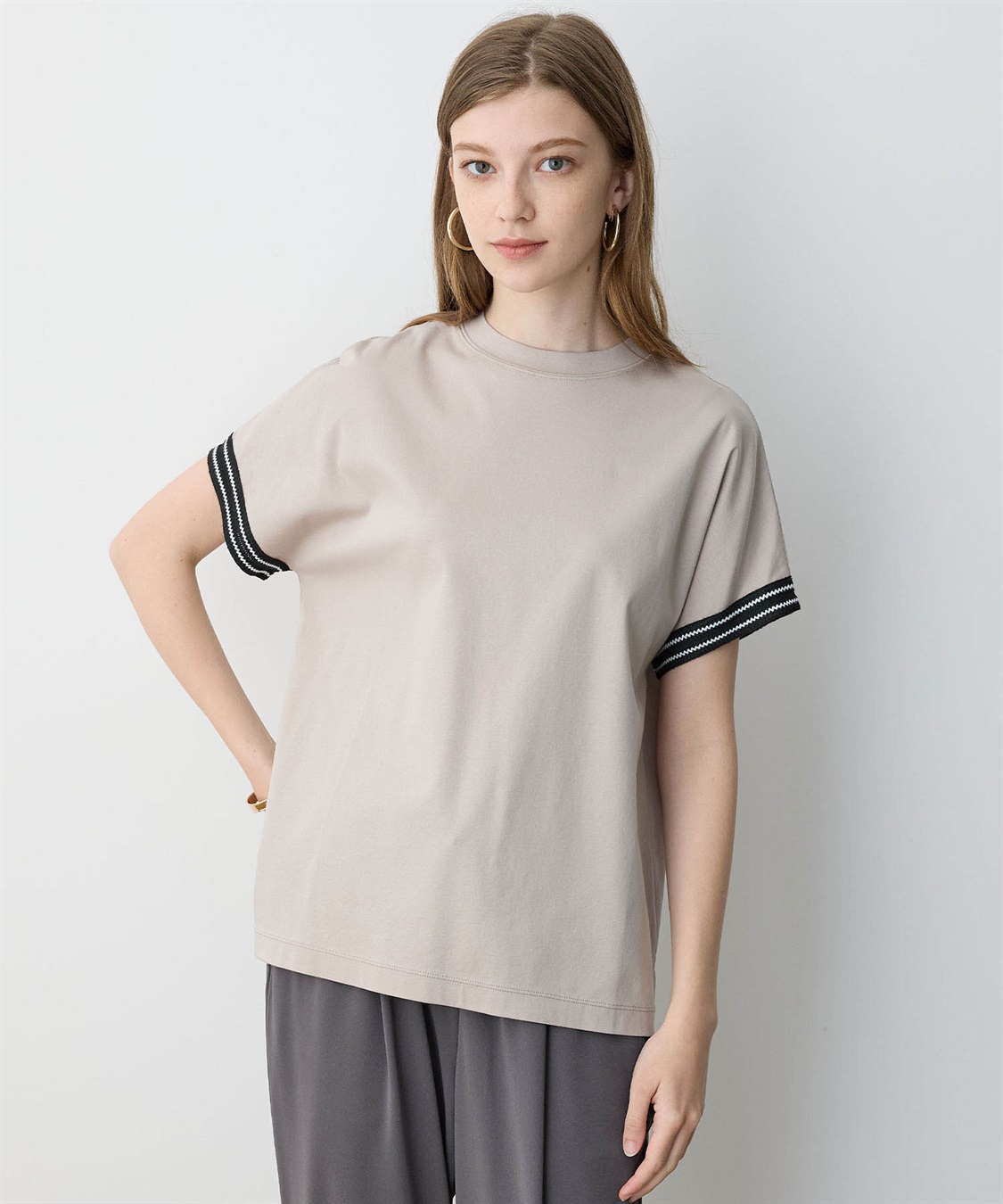 LE SOUK HOLIDAY ラインモックネックTシャツ【接触冷感】_sub_5