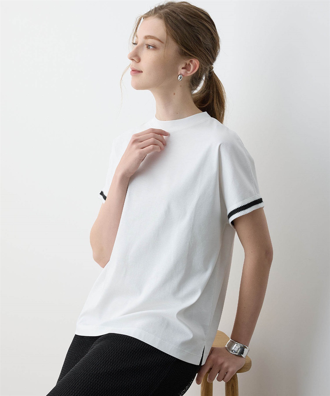 LE SOUK HOLIDAY ラインモックネックTシャツ【接触冷感】_sub_8