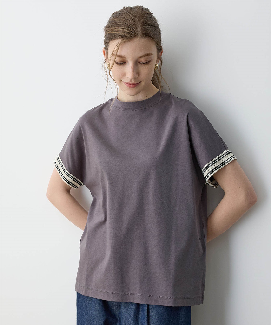 LE SOUK HOLIDAY ラインモックネックTシャツ【接触冷感】_sub_13