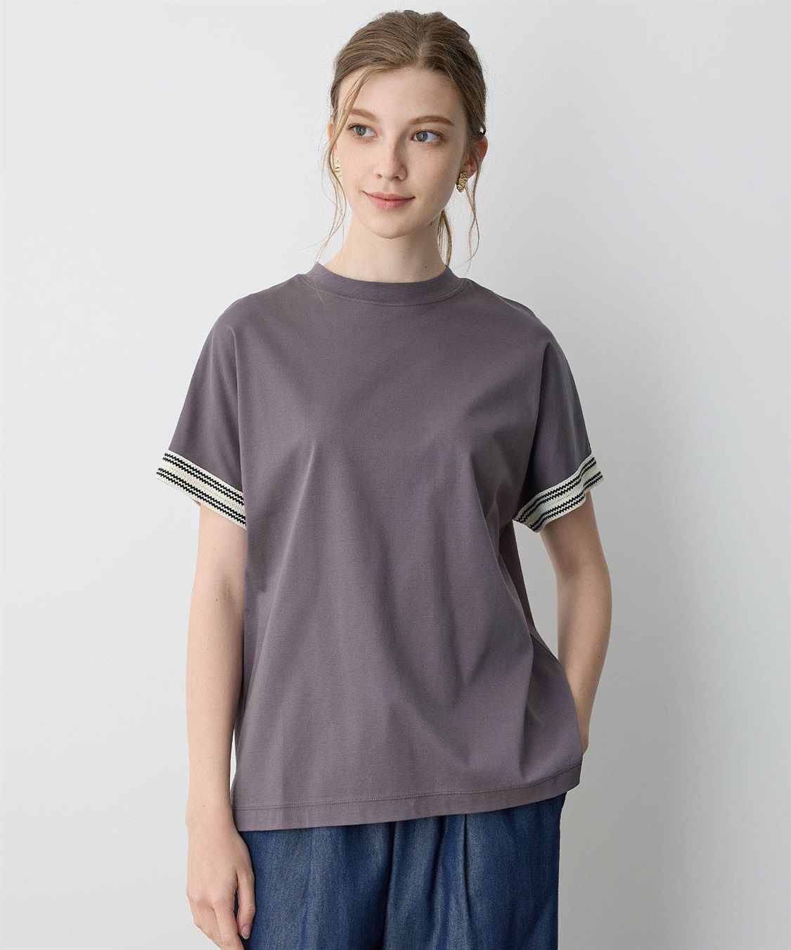 LE SOUK HOLIDAY ラインモックネックTシャツ【接触冷感】_sub_14