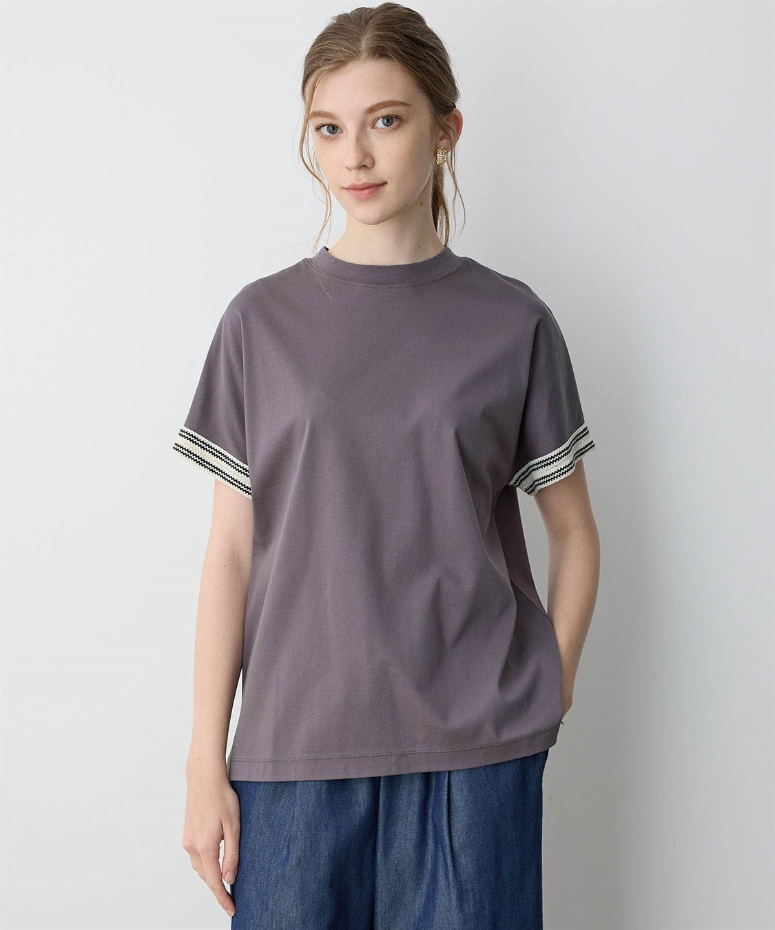 LE SOUK HOLIDAY ラインモックネックTシャツ【接触冷感】_sub_15