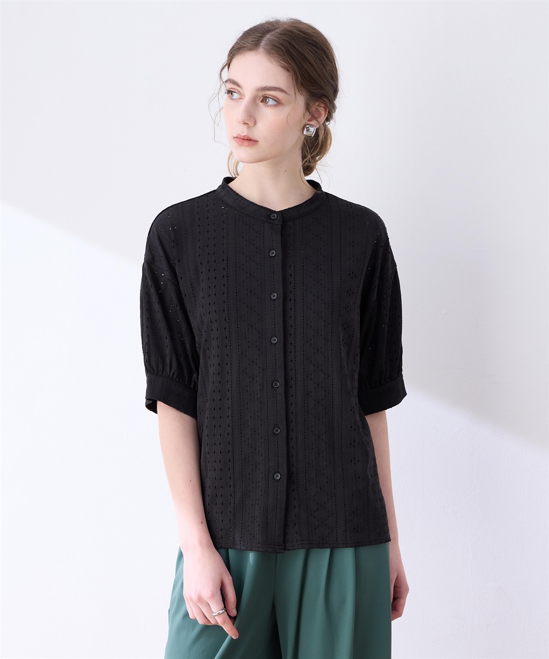 LE SOUK HOLIDAY カットワークレースバンドカラーブラウス_sub_6